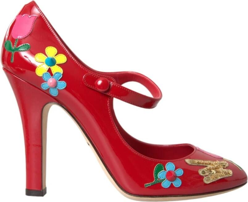 Dolce & Gabbana Rode Leren Versierde Mary Jane Pumps Red Dames