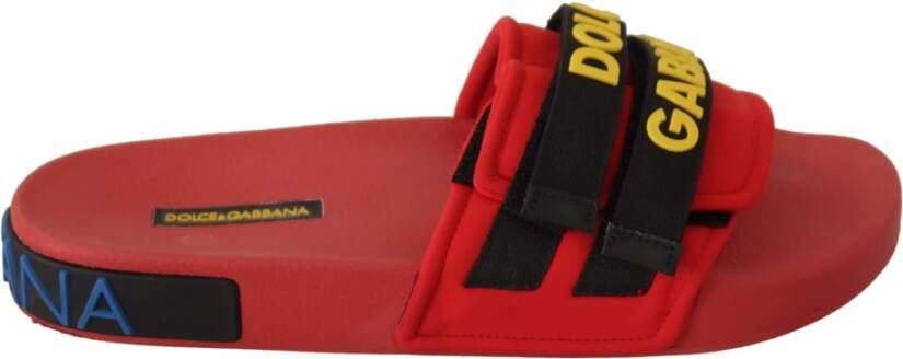 Dolce & Gabbana Rode Logo Slides Outlet Sandalen Red Dames