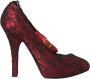 Dolce & Gabbana Rode Satijnen Kant Mary Jane Pumps Red Dames - Thumbnail 1