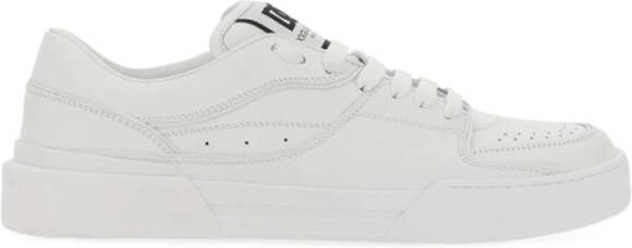 Dolce & Gabbana Rome Leren Sneakers Vrouwen Rubberen Zool White Dames