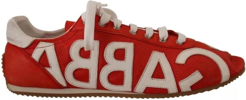 Dolce & Gabbana Rood Wit Leren Casual Sneakers Red Heren