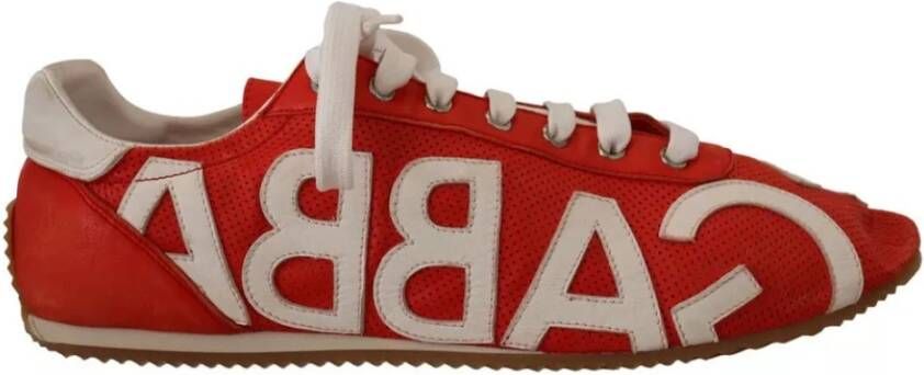 Dolce & Gabbana Rood Wit Leren Heren Casual Sneakers Schoenen White Heren