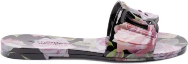 Dolce & Gabbana Rosenprint Slippers Multicolor Dames