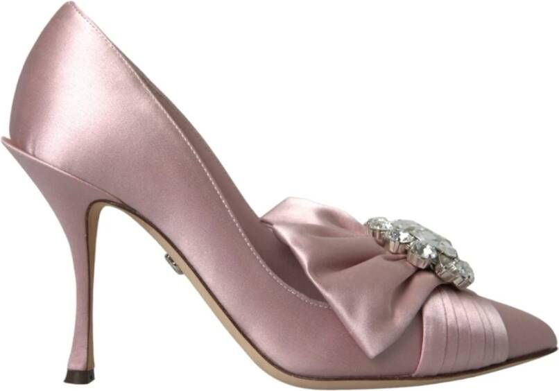 Dolce & Gabbana Roze Kristal Satijn Hoge Hakken Pumps Pink Dames