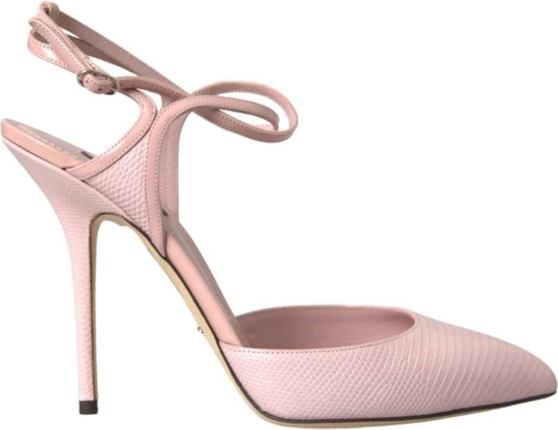 Dolce & Gabbana Roze Leren Enkelband Hakken Pumps Pink Dames