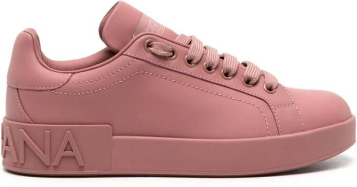 Dolce & Gabbana Roze Leren Sneakers Pink Dames