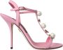 Dolce & Gabbana Roze Leren Versierde Hakken Sandalen Pink Dames - Thumbnail 1