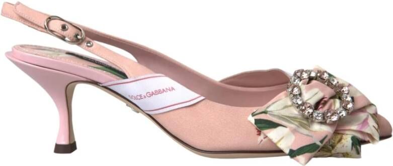 Dolce & Gabbana Roze Lily Crystal Slingback Hakken Pink Dames