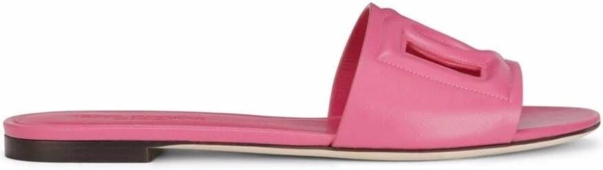 Dolce & Gabbana Roze Logo Slides Sandalen Pink Dames