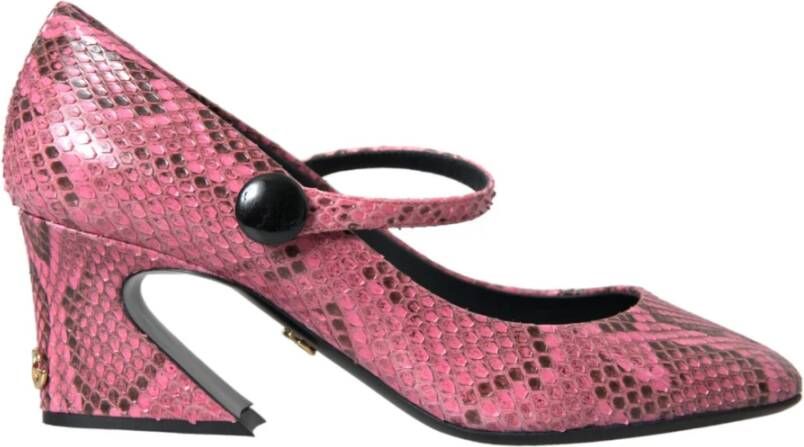 Dolce & Gabbana Roze Python Leren Mary Jane Hakken Pink Dames