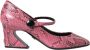 Dolce & Gabbana Roze Python Leren Mary Jane Hakken Pink Dames - Thumbnail 1