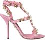 Dolce & Gabbana Roze Leren Versierde Hakken Sandalen Pink Dames - Thumbnail 1