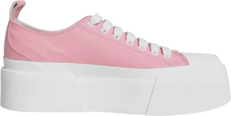 Dolce & Gabbana Roze Wit Canvas Lage Sneakers Pink Dames