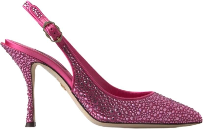 Dolce & Gabbana Roze Kristal Slingback Hakken Sandalen Pink Dames