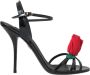 Dolce & Gabbana Rozenapplicatie Leren Hakken Sandalen Black Dames - Thumbnail 1