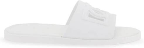 Dolce & Gabbana Rubberen Slides met DG Millennials Logo White Heren