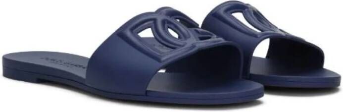 Dolce & Gabbana Rubberen slipper met DG-logo Blue Dames