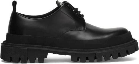 Dolce & Gabbana Leren Derbies met Vetersluiting Black Heren