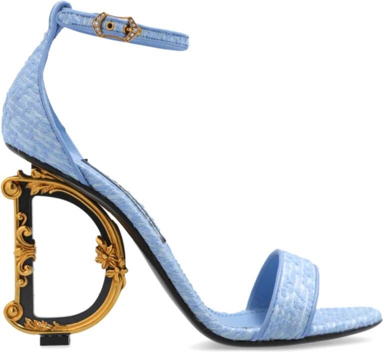 Dolce & Gabbana Sandalen met decoratieve logo-vormige hak Blue Dames