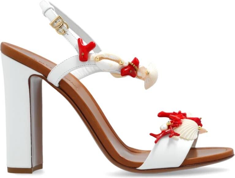 Dolce & Gabbana Sandalen met hak en applicaties White Dames