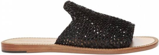 Dolce & Gabbana Gevlochten Raffia Slides in Beige Black Heren