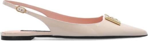 Dolce & Gabbana Gouden Metalen Logo Slingback Ballet Flats Pink Dames