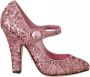 Dolce & Gabbana Roze Sequin Mary Jane Hoge Hakken Pink Dames - Thumbnail 1