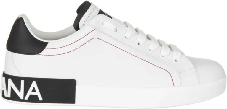 Dolce & Gabbana Leren lage sneakers met contrasterende inzetstukken White Heren