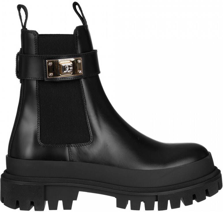 Dolce & Gabbana Verstelbare enkelband logo laarzen Black Dames