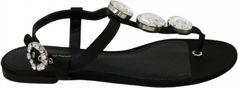 Dolce & Gabbana Silk crystal flats sandals Zwart Dames