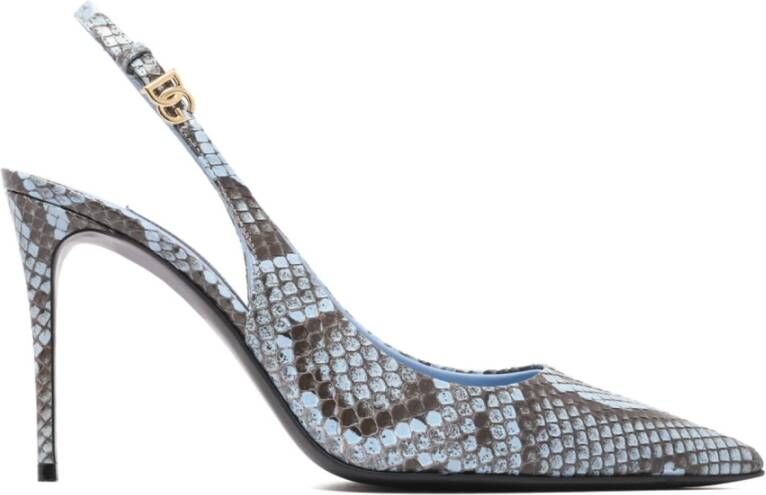 Dolce & Gabbana Slangenprint Slingback Lichtblauw Multicolor Dames