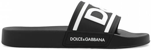 Dolce&Gabbana Sandalen Slides with DG Logo in wit