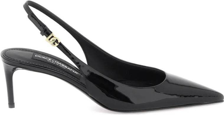 Dolce & Gabbana Slingback pumps van lakleer met DG-gesp Black Dames