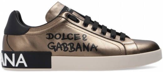 Dolce & Gabbana Goud Zwart Portofino Kalfsleren Sneakers Schoenen Multicolor Heren