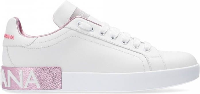 Dolce & Gabbana Portofino Sneaker van kalfsnappaleer White Dames