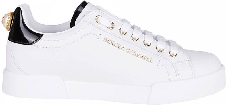 Dolce & Gabbana Witte Logo-Embellished Low-Top Sneakers White Dames