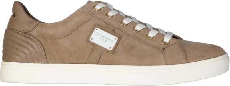 Dolce & Gabbana Suede Sneakers Italiaanse Stijl en Comfort Beige Heren