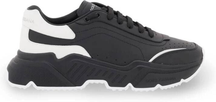 Dolce & Gabbana Italiaanse leren sneakers met oversized rubberen zool Black Heren