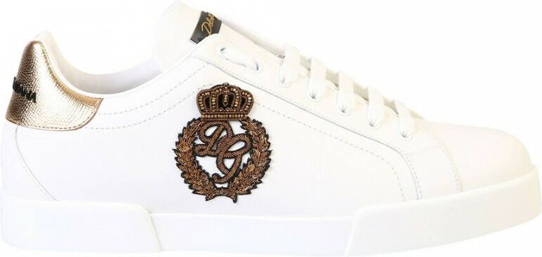 Dolce & Gabbana Portofino Sneakers Wit Goud Alligator White Heren