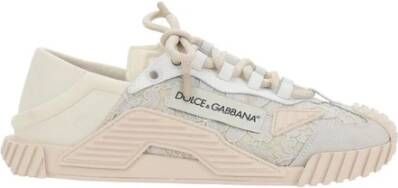 Dolce & Gabbana Sneakers met logo-veters en gestructureerde zool Beige Dames