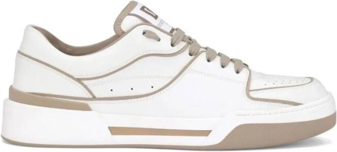 Dolce & Gabbana Witte Leren Sneakers met Paneelontwerp White Heren