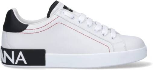 Dolce & Gabbana Leren lage sneakers met contrasterende inzetstukken White Heren