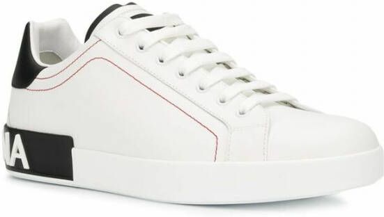 Dolce & Gabbana Portofino Sneakers Leren Sneakers met Baroklogo White Heren