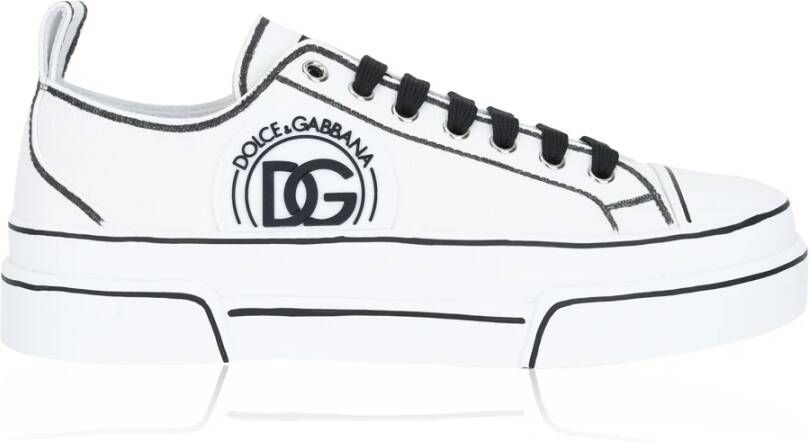 Dolce & Gabbana Logo Detail Canvas Sneakers Rubber Zool White Heren