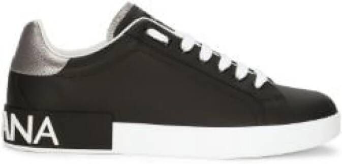 Dolce & Gabbana Portifino klassieke sneakers heren leer leer rubber 39.5 Zwart