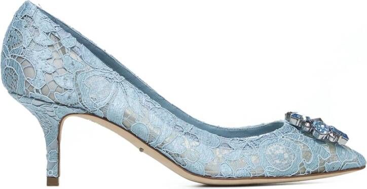 Dolce & Gabbana Lace Rainbow Pumps with Brooch Detailing Blauw Dames