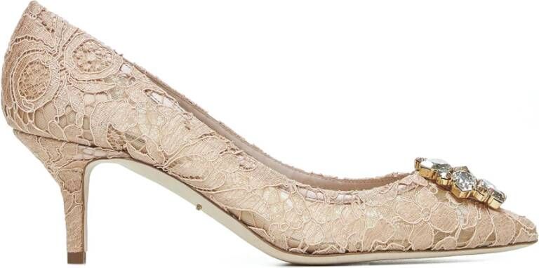 Dolce & Gabbana Pink Bellucci Crystal 70 Lace pumps Beige