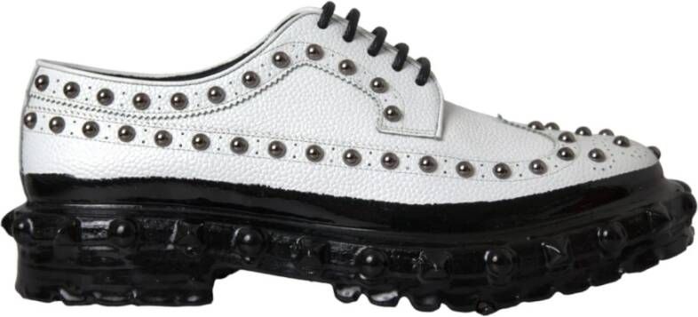 Dolce & Gabbana Stijlvolle Leren Derby Schoenen White Heren