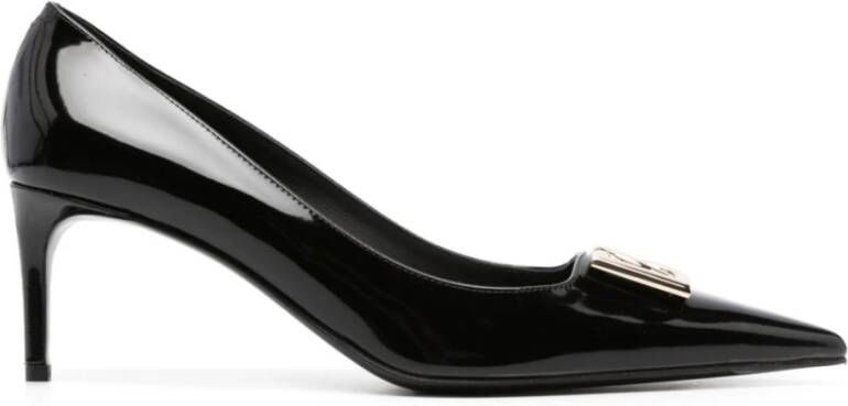 Dolce & Gabbana Stijlvolle leren pumps met logo-plaque Black Dames