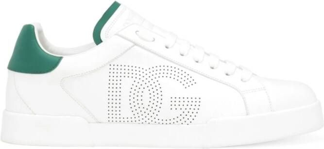 Dolce & Gabbana Witte Sneakers Groene Details Stijlvol White Heren